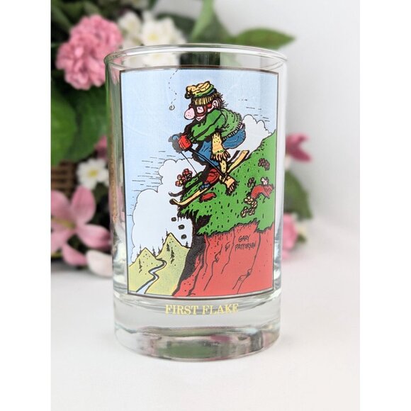 Vintage 1982 Arby’s 12oz Collectible Glass Gary Patterson Cartoon Ski Humor - Picture 2 of 8